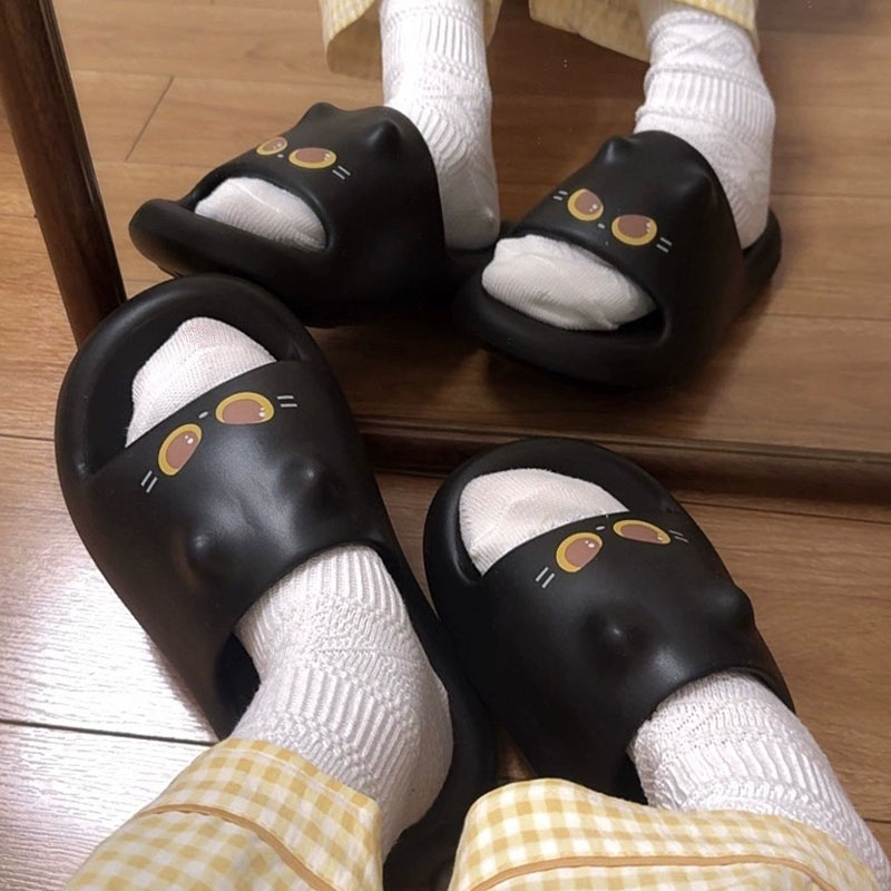 새롭고 귀여운 3D 검은 고양이 발바닥 슬라이드 샌들  - Water Shoes 리뷰 및 가격